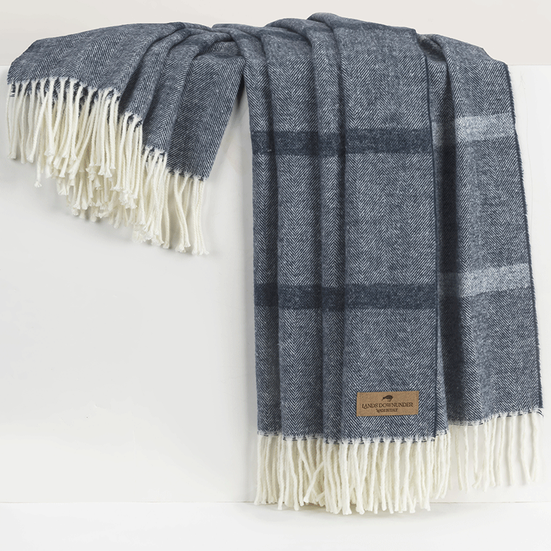 Navy Montauk Stripe Herringbone Throw