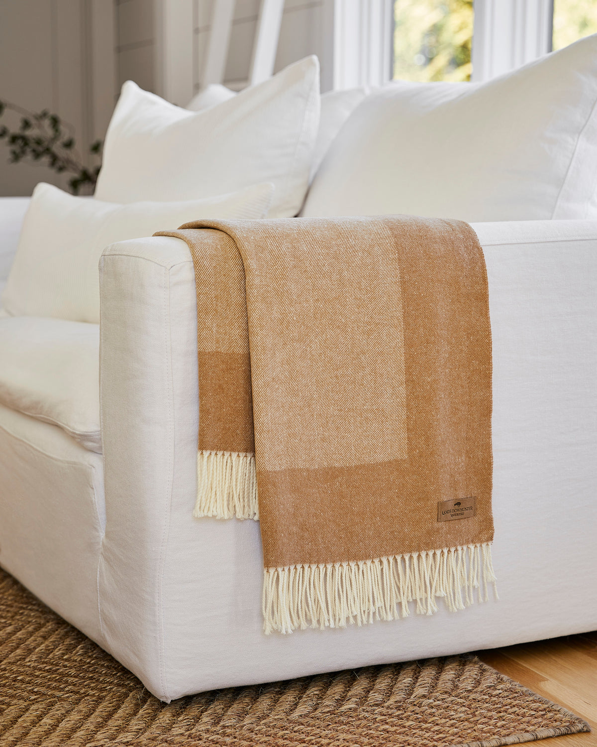 caramel throw blanket for white couch