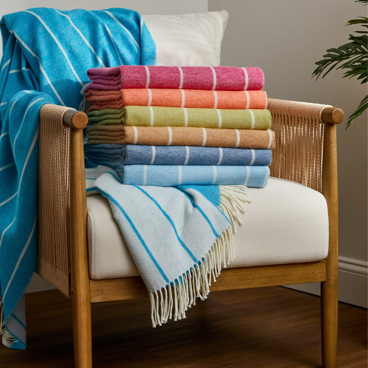 Bright colors of Fiji Throw blanket on a chair