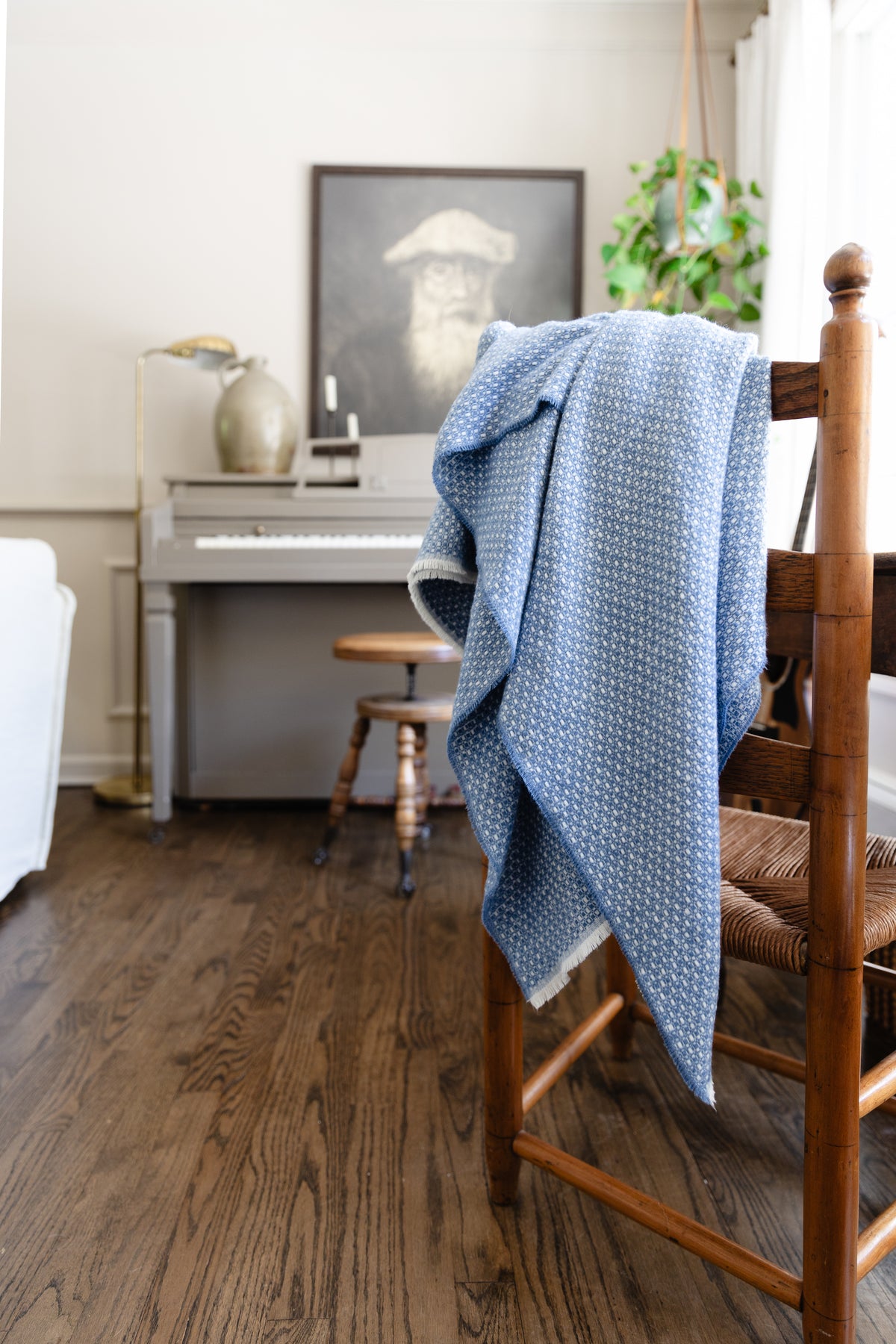 textured blue throw blanket