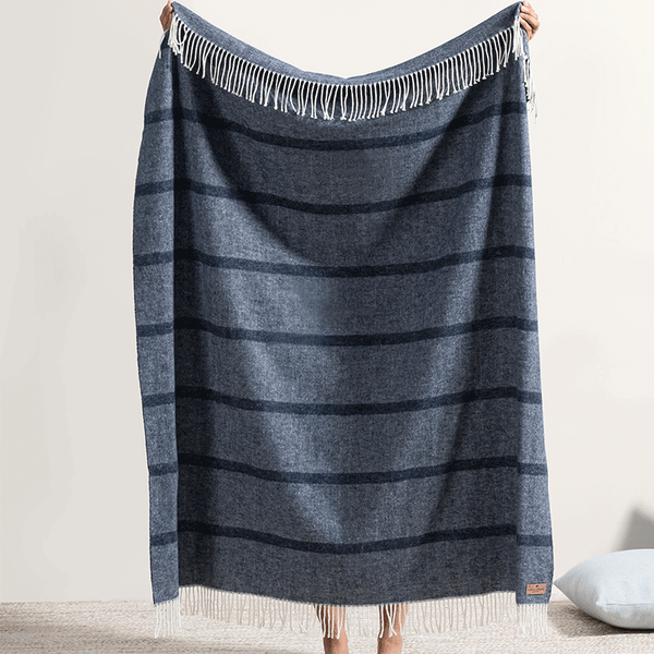 Navy Montauk Stripe Herringbone Throw