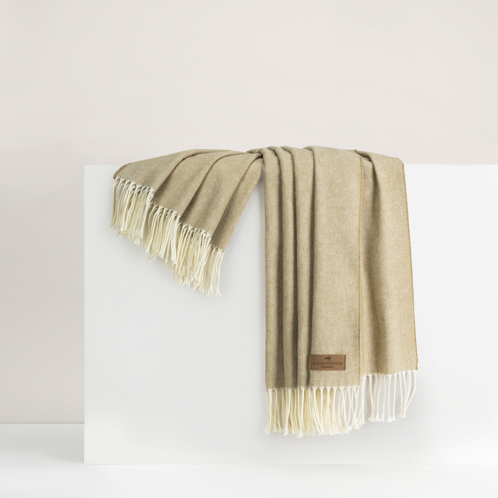 White Truffle Italian Herringbone Throw | Italian Herringbone