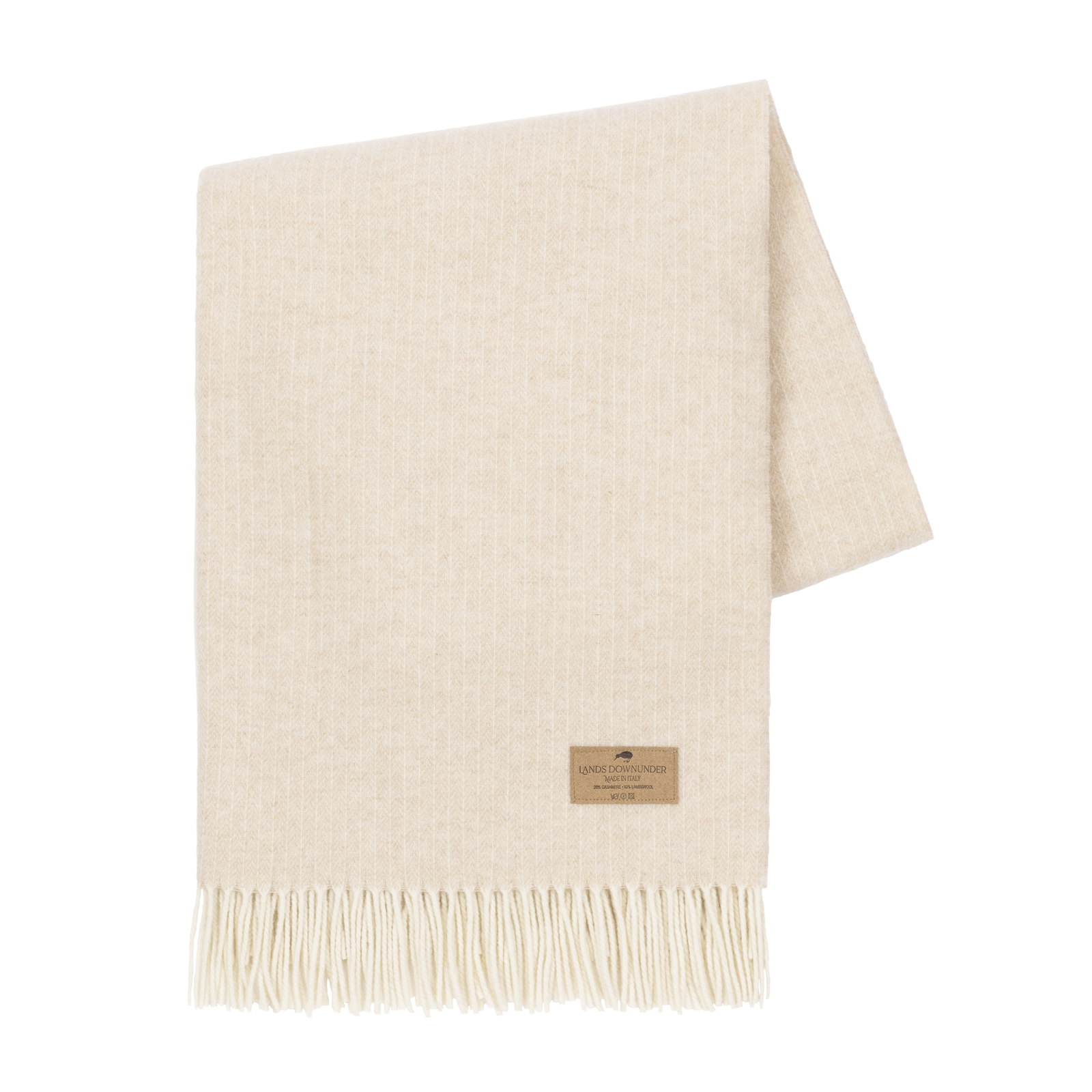 Sand Pinstripe Cashmere Throw | Pinstripe Cashmere