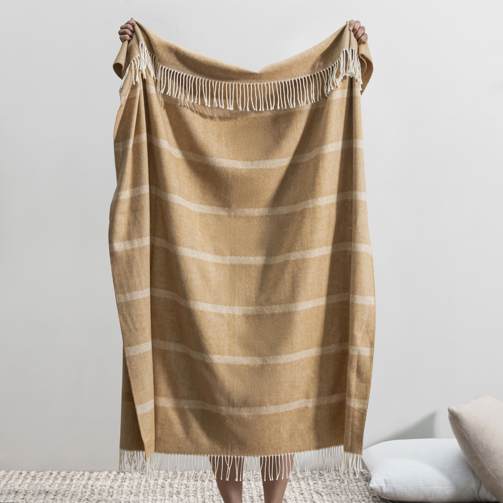 Caramel Montauk Stripe Herringbone Throw | Montauk Stripe Herringbone