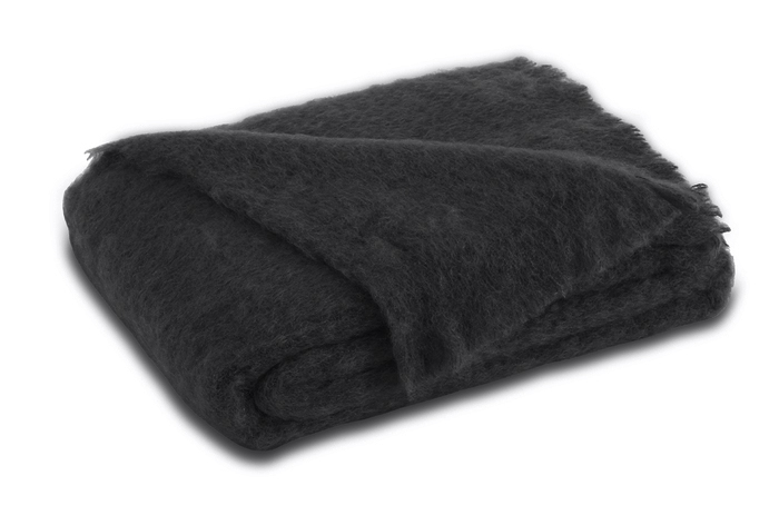 Charcoal Brushed Mohair Throw New Zealand Mohair