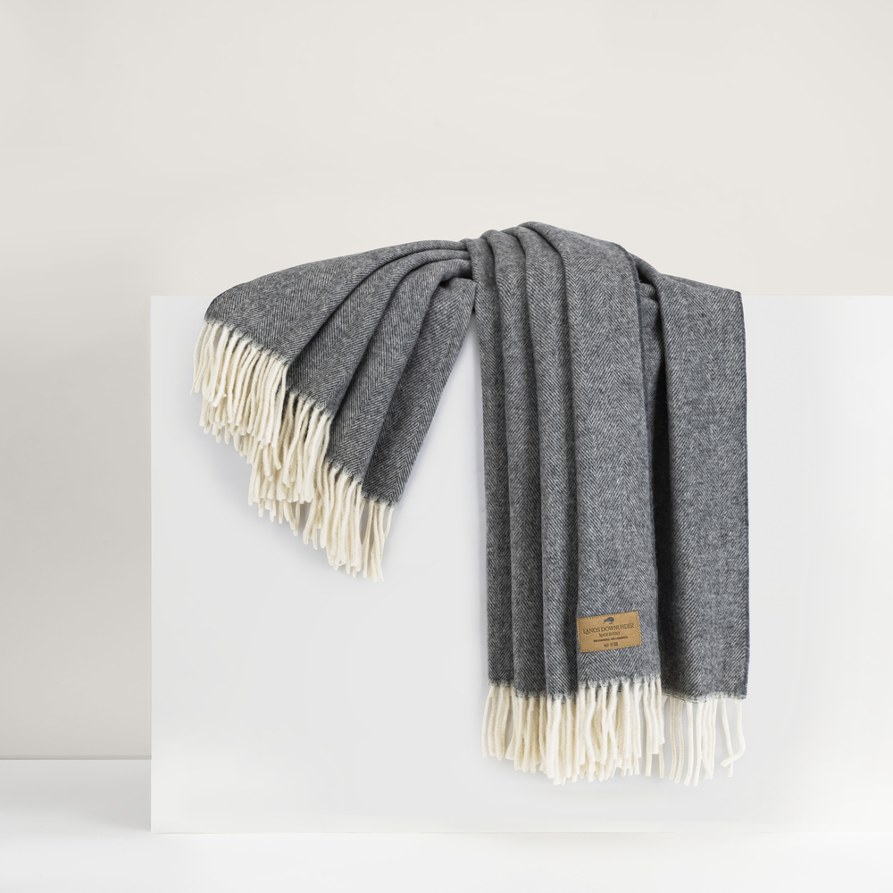 Slate Herringbone Cashmere Throw | Herringbone Cashmere Throw