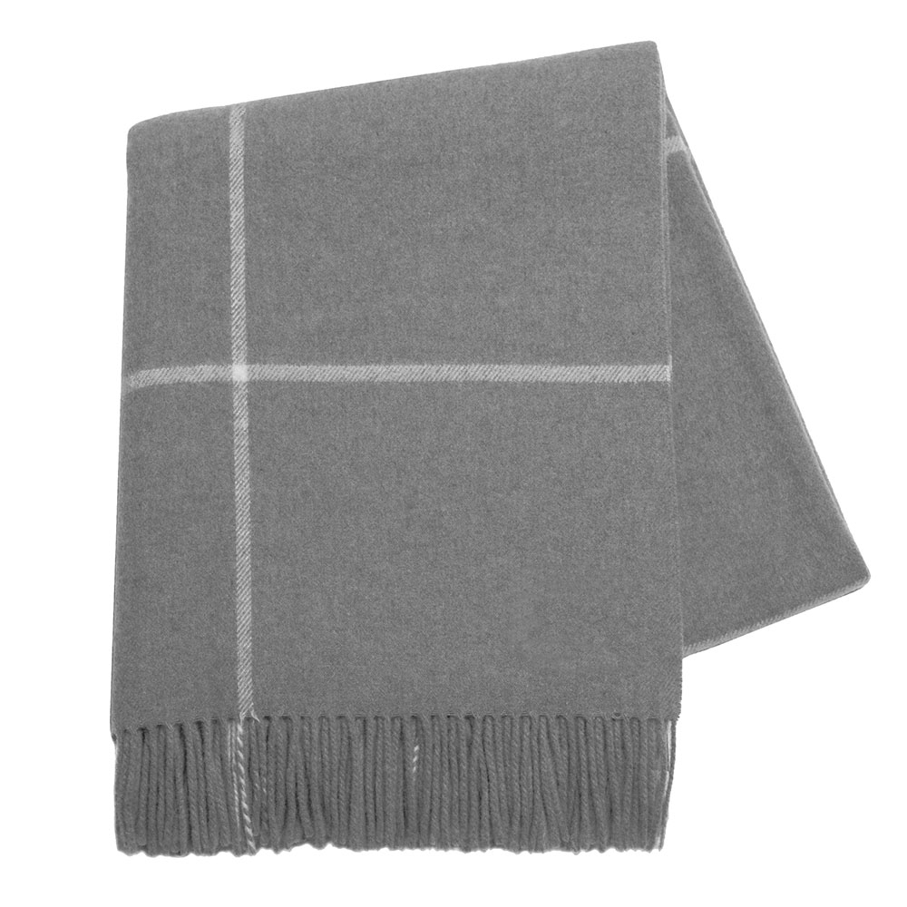 Gray Windowpane Cashmere Throw | Windowpane Cashmere