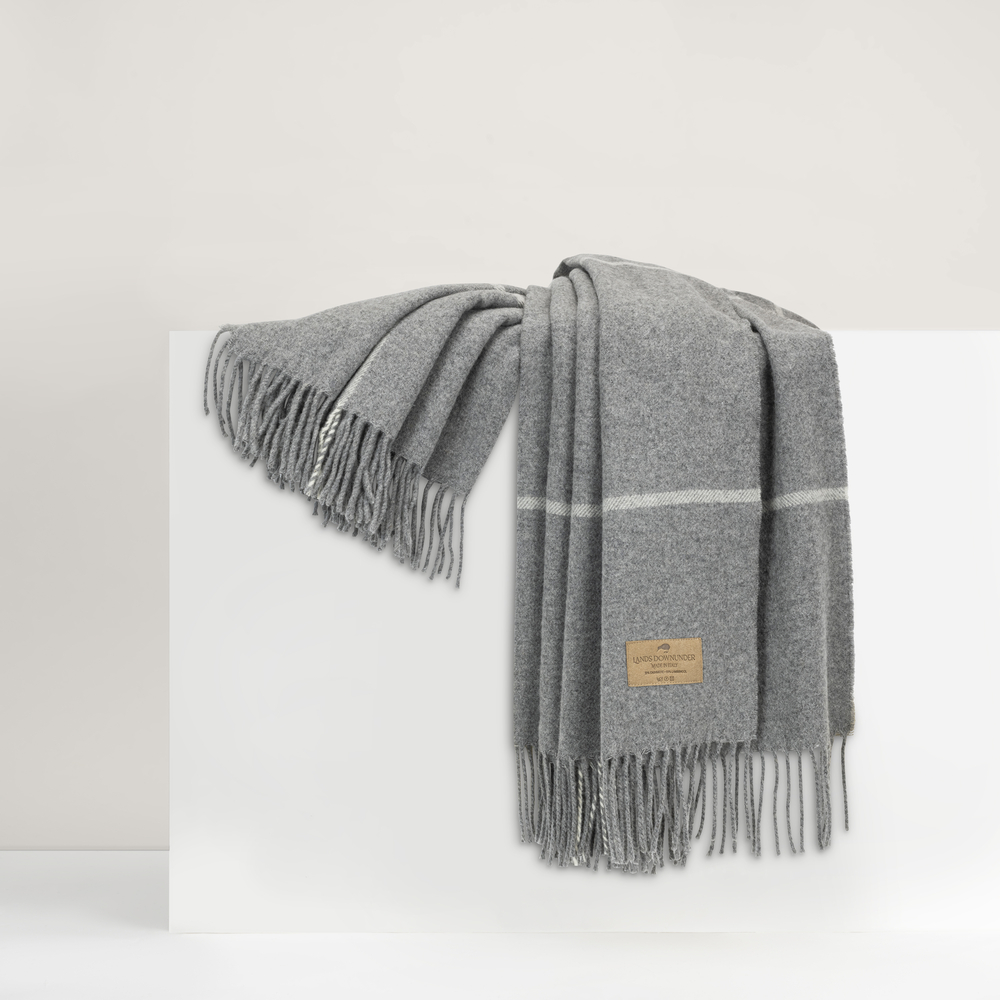 Gray Windowpane Cashmere Throw | Windowpane Cashmere