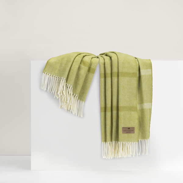 Lemongrass Montauk Stripe Herringbone Throw | Montauk Stripe Herringbone