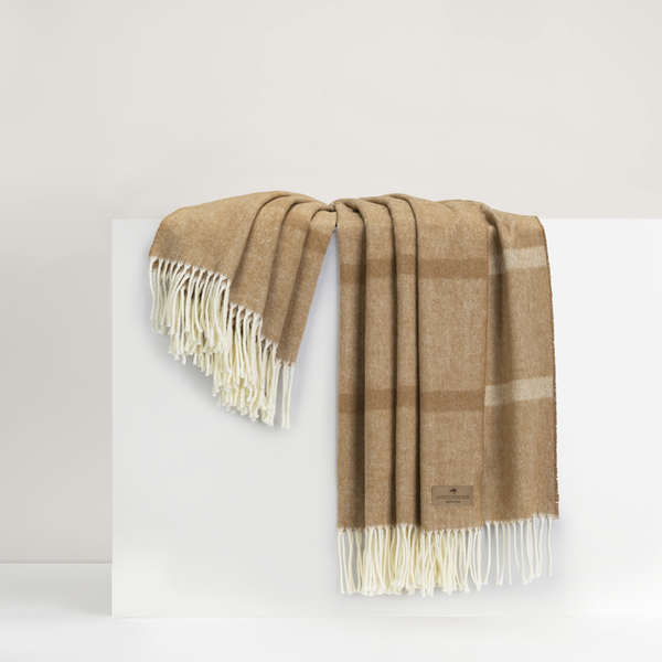 Caramel Montauk Stripe Herringbone Throw | Montauk Stripe Herringbone