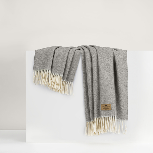 Silver Herringbone Cashmere Throw | Herringbone Cashmere Throw