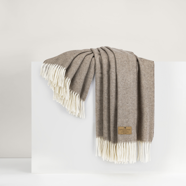 Taupe Herringbone Cashmere Throw | Herringbone Cashmere Throw