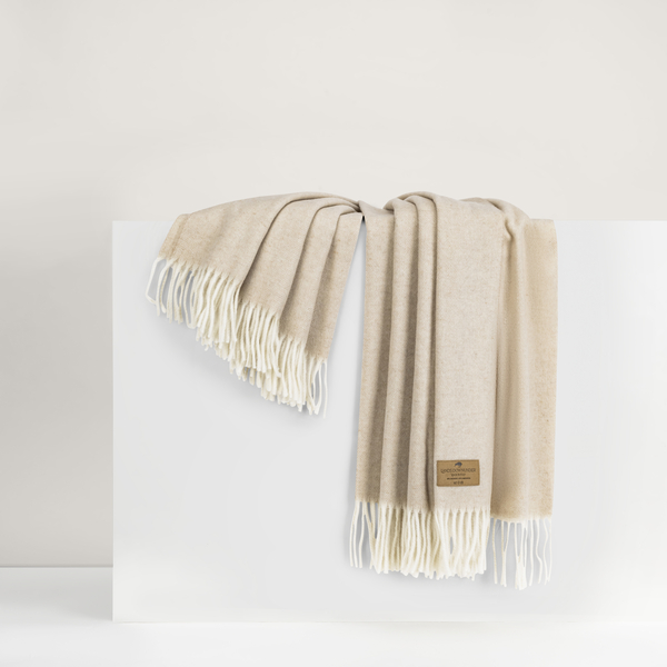 Sand Herringbone Cashmere Throw | Herringbone Cashmere Throw