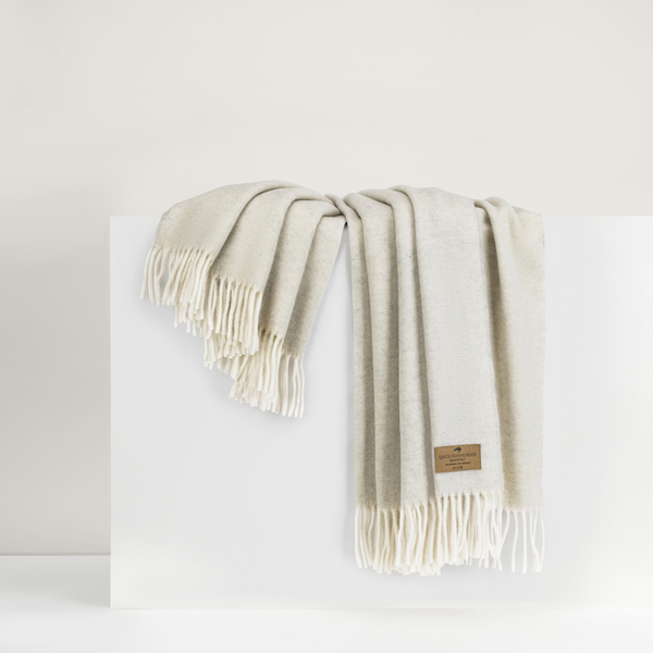 Heathered Ivory Herringbone Cashmere Throw | Herringbone Cashmere Throw